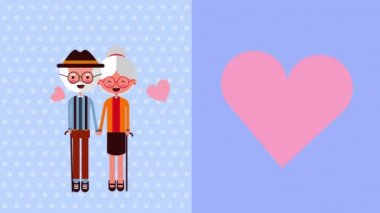 çift severler ile mutlu dedesi gün kartı