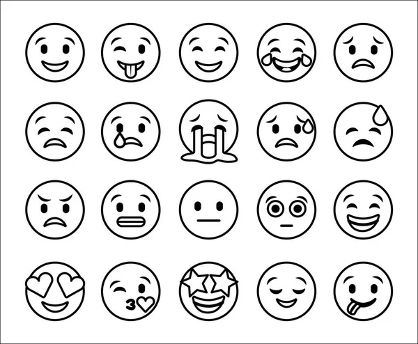 Emoticon Gesichter Gesten bündeln Symbole — Stockvektor