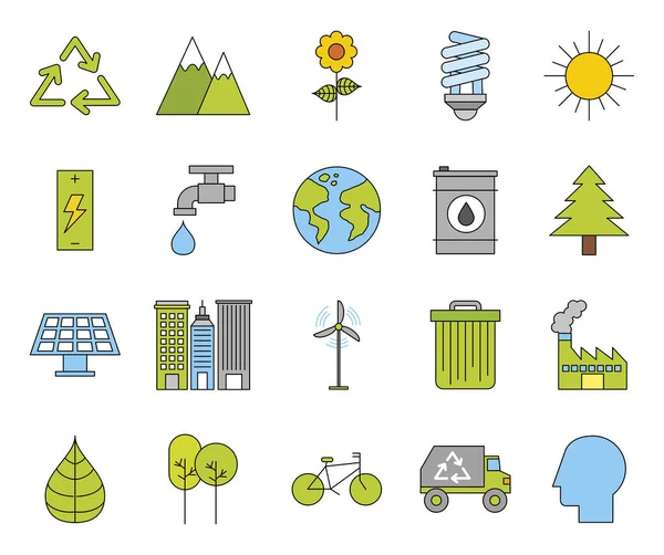 Bundle of eco friendly set icons — Stock Vector