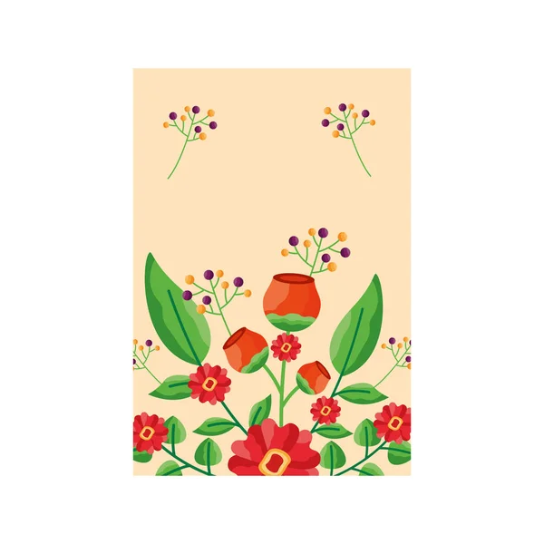 İzole çiçekler kart vektör tasarımı — Stok Vektör
