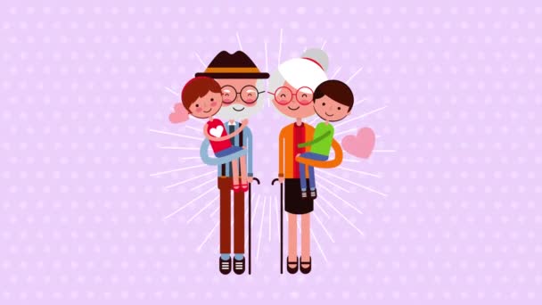 Happy grandparents day card with family members — Stock Video