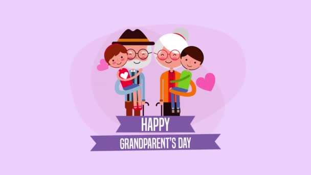 Happy grandparents day card with family members — Stock Video