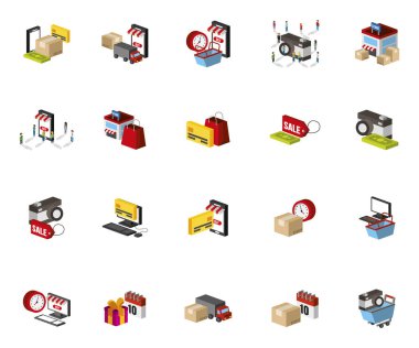 insanlar ve alışveriş online simgeler