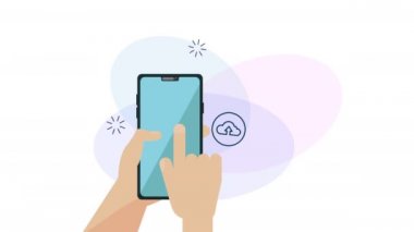 sosyal medya pazarlama animasyon ile akıllı telefon kullanarak el