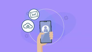 sosyal medya pazarlama animasyon ile akıllı telefon kullanarak el