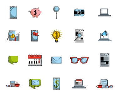 ticaret ve finans simgeleri ayarlayın