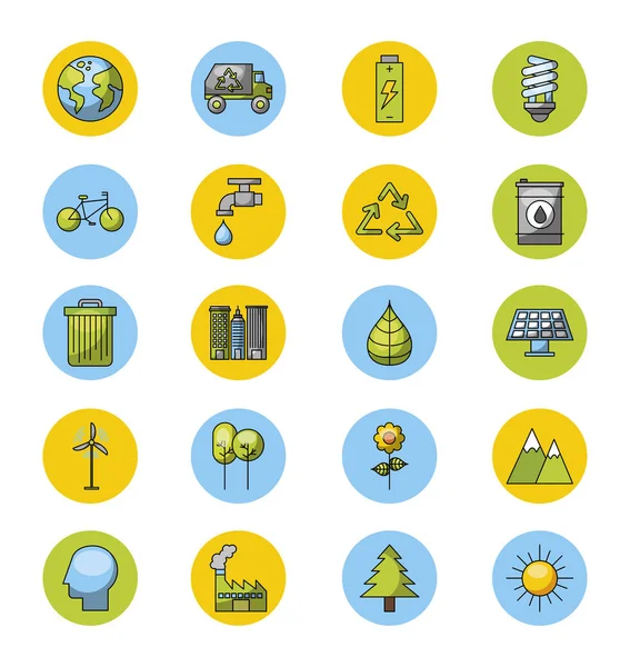 Bundle of eco friendly set icons — Stock Vector