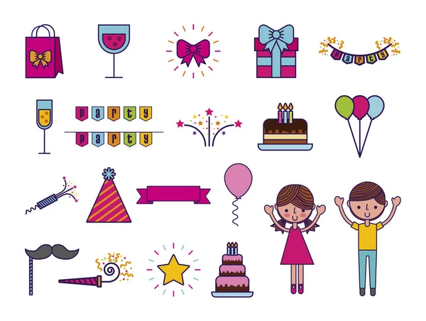 Uppsättning födelsedagsfester ikoner — Stock vektor