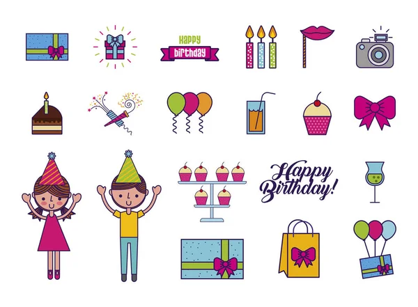 Conjunto de iconos de celebración de cumpleaños — Archivo Imágenes Vectoriales