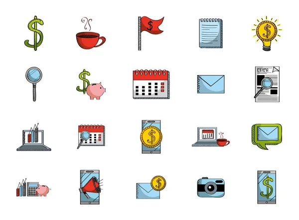 Commerce and finances set icons — Stock Vector