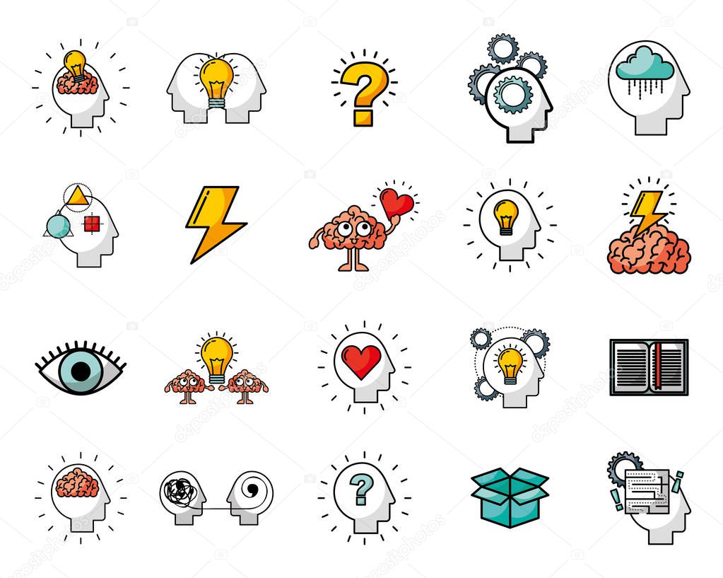 bundle of brain storming set icons