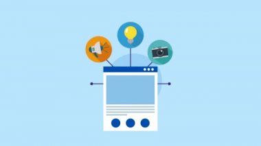 sosyal medya pazarlama animasyon ile web sayfası şablonu