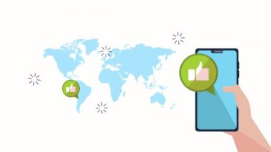 sosyal medya pazarlama animasyon ile akıllı telefon kullanarak el