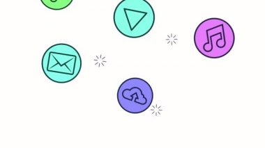 sosyal medya pazarlama seti simgeler animasyon