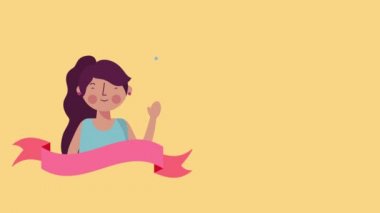 konuşma kabarcık karakter animasyon ile küçük öğrenci kız