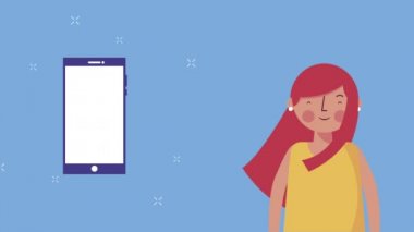 akıllı telefon elearning animasyon ile küçük öğrenci kız