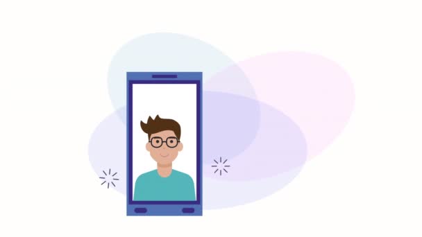 Smartphone com animação de marketing de mídia social — Vídeo de Stock