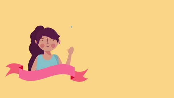 スピーチバブルキャラクターアニメーションを持つ小さな学生の女の子 — ストック動画