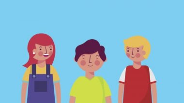 küçük öğrenciler grup karakterleri animasyon