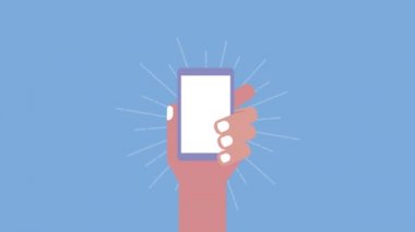 akıllı telefon elearning karakterleri animasyon ile küçük öğrenciler grubu