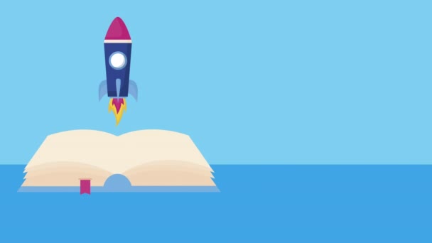 lancement de fusée avec animation de livre 