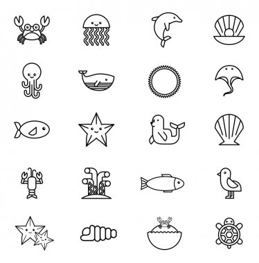 deniz yaşamı hayvan simgeleri demeti