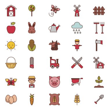 çiftlik seti simgeleri demeti