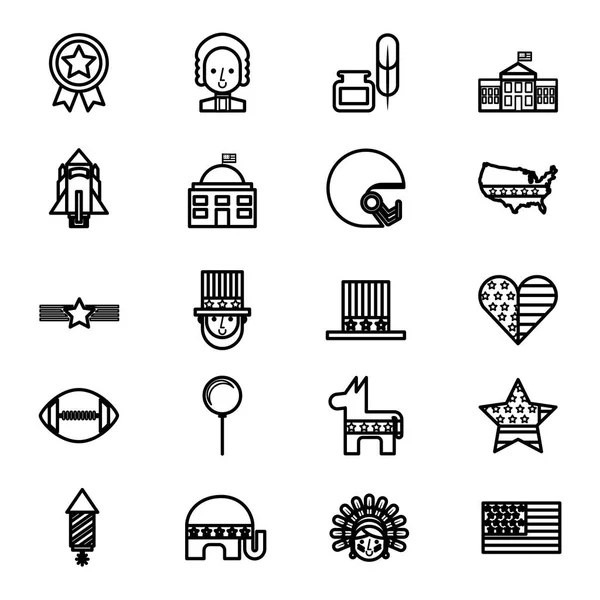 Onafhankelijkheidsdag Verenigde Staten iconen — Stockvector