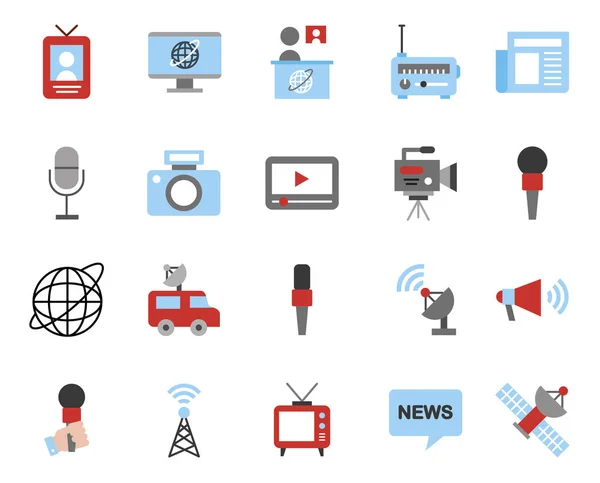 Bundle of news broadcasting icons — Stock Vector