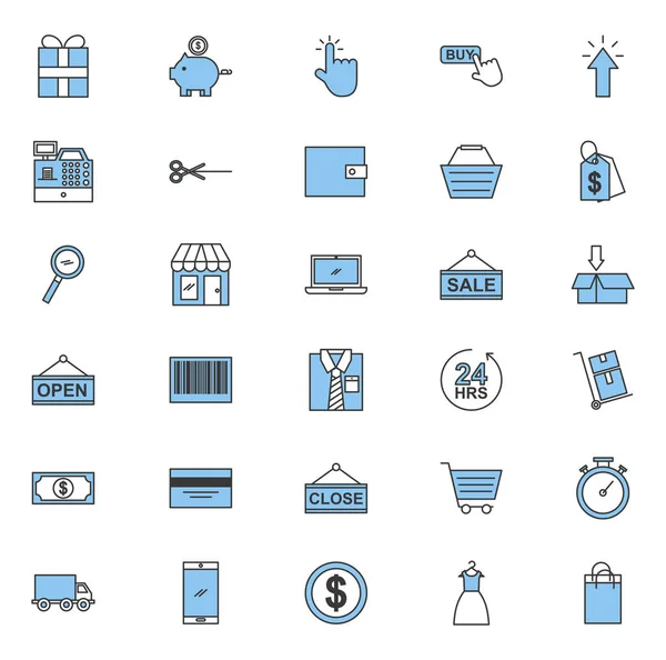 Comercio en línea establecer iconos — Vector de stock