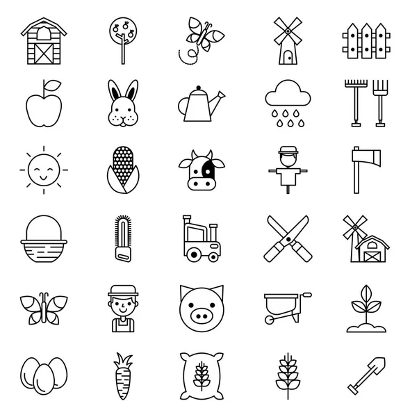 Bundel van Farm set icons — Stockvector