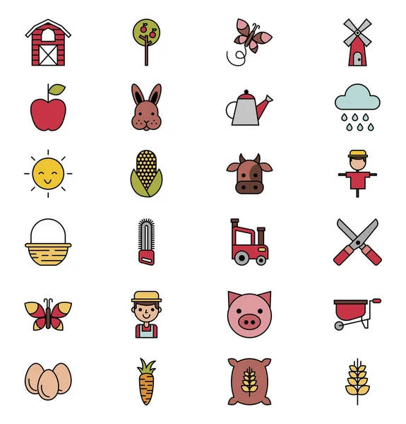 Paquete de iconos de conjunto de granja — Vector de stock