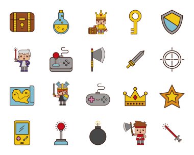 macera video oyunu simgeleri paketi