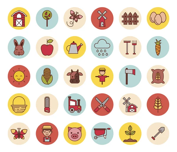 Bundel van Farm set icons — Stockvector