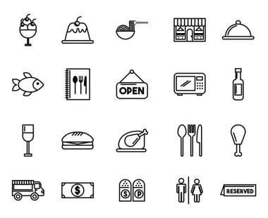 restoran hizmet seti simgeleri demeti
