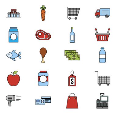 bakkal pazar simgeleri demet