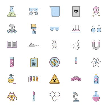 laboratuvar bilimsel simgeler demeti