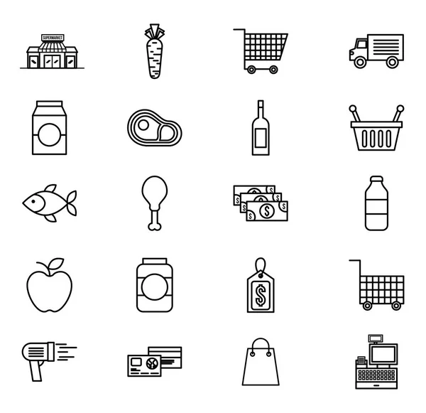 Paquet d'icônes du marché de l'épicerie — Image vectorielle