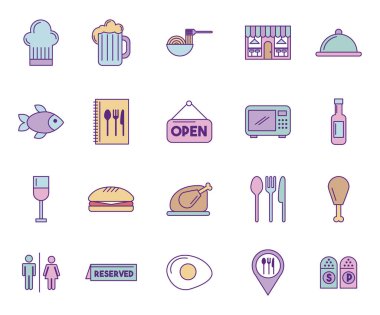 restoran hizmet seti simgeleri demeti