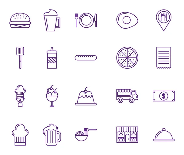 Bundle of restaurant service set icons — Stock Vector