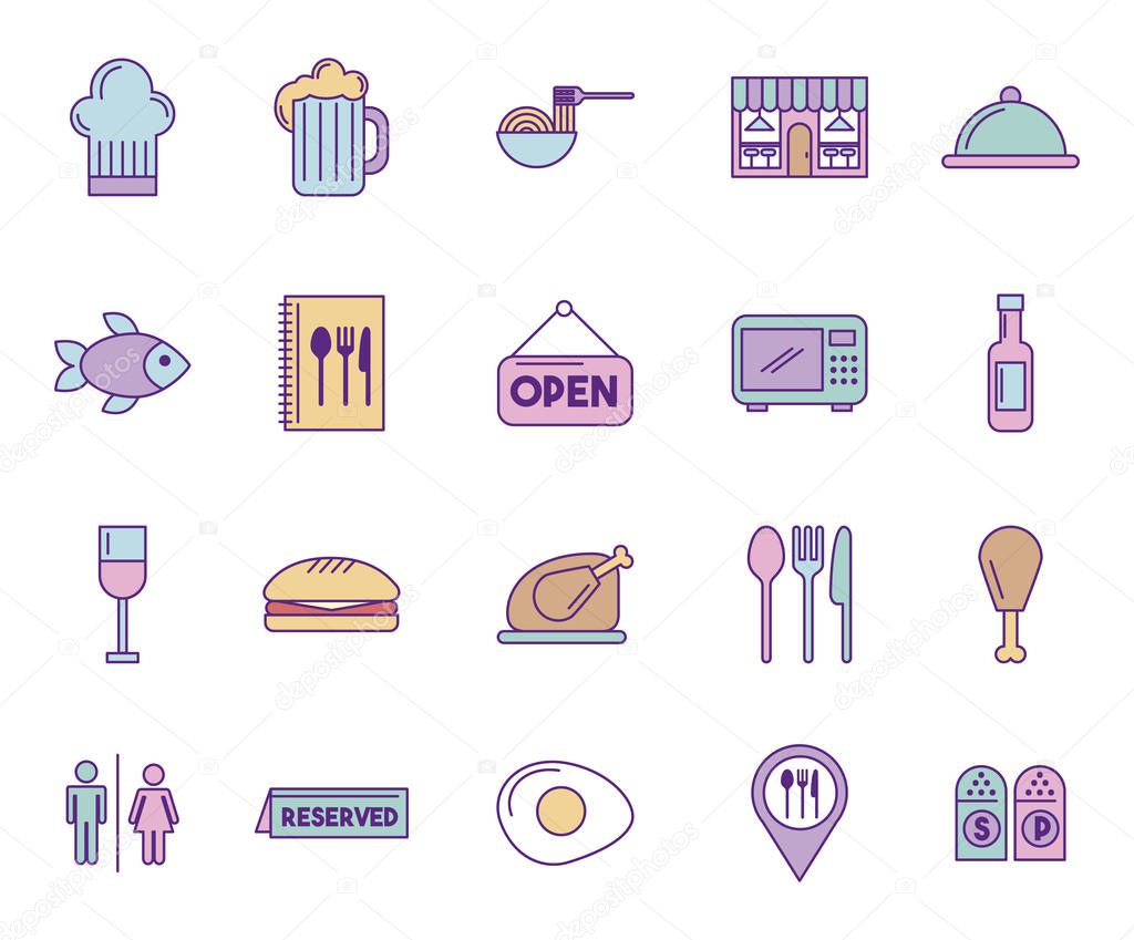 bundle of restaurant service set icons