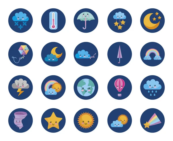Time and weather set icons — Stock Vector