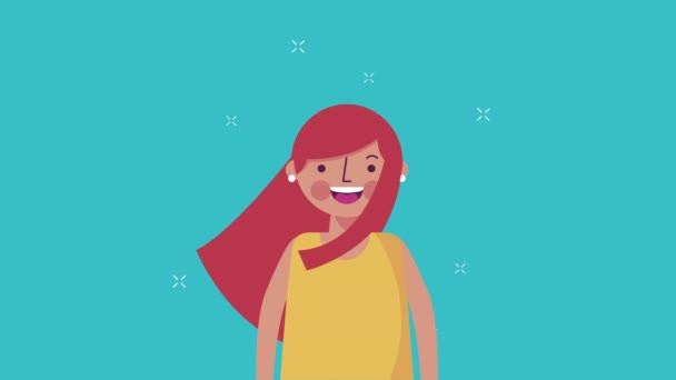 Jovem adolescente menina personagem animação — Vídeo de Stock