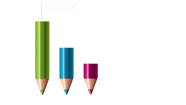 Matita colori con statistiche animazione infografica — Video Stock