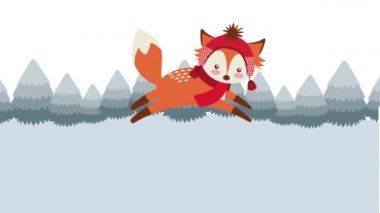 sevimli tilki ile mutlu noel kartı