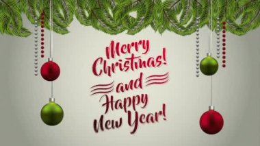 topları dekorasyon asılı ile mutlu noel kartı