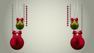 topları dekorasyon asılı ile mutlu noel kartı