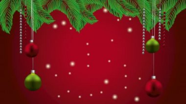 topları dekorasyon asılı ile mutlu noel kartı
