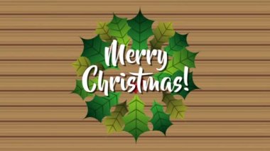 çelenk taç dekorasyon ile mutlu noel kartı
