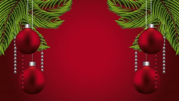 Buon Natale con palline appese decorazione — Video Stock